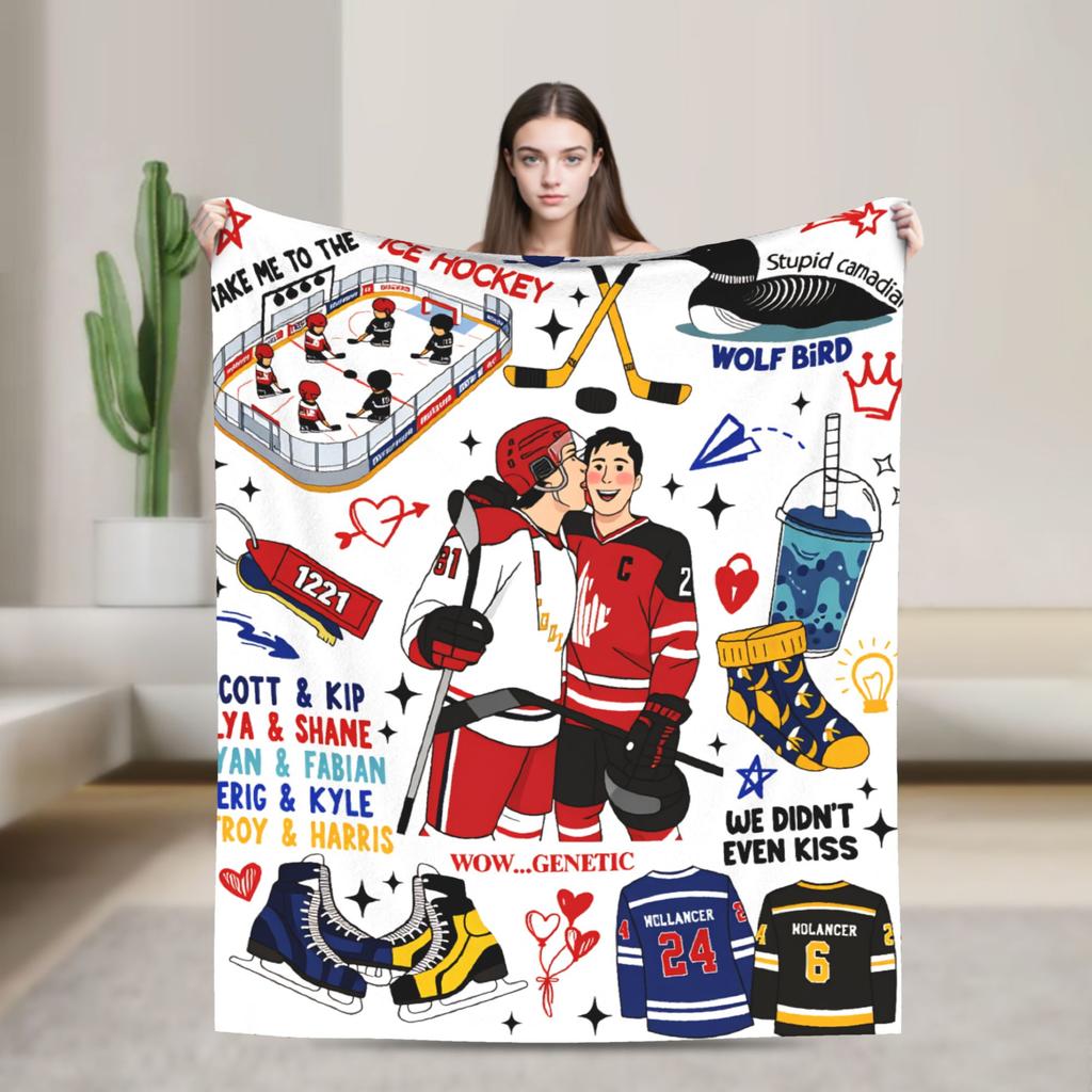 Heated Rivalry Knitted Blankets Cute Hollanov  Flannel Throw Blankets Summer Air Conditioning Decoration Soft Warm Bedspreads