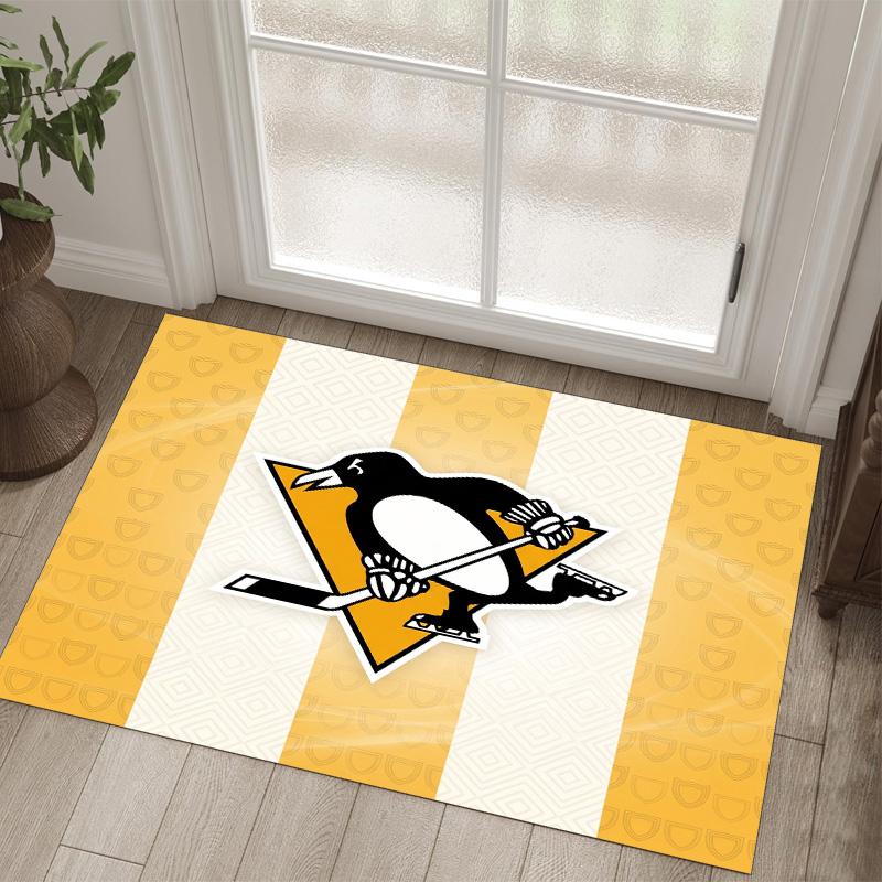Дизайн Pittsburgh Penguins Кристальный Велюровый Ковер Уютный Не?Нескользящий ковер с принтом для спальни, гостиной, прихожей