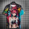 New Men's T-Shirts Anime Character Graffiti Tee 3D Sexy Beauty Print Poster Style T Shirt Trend Men/Women Short Sleeve Y2k Tops
