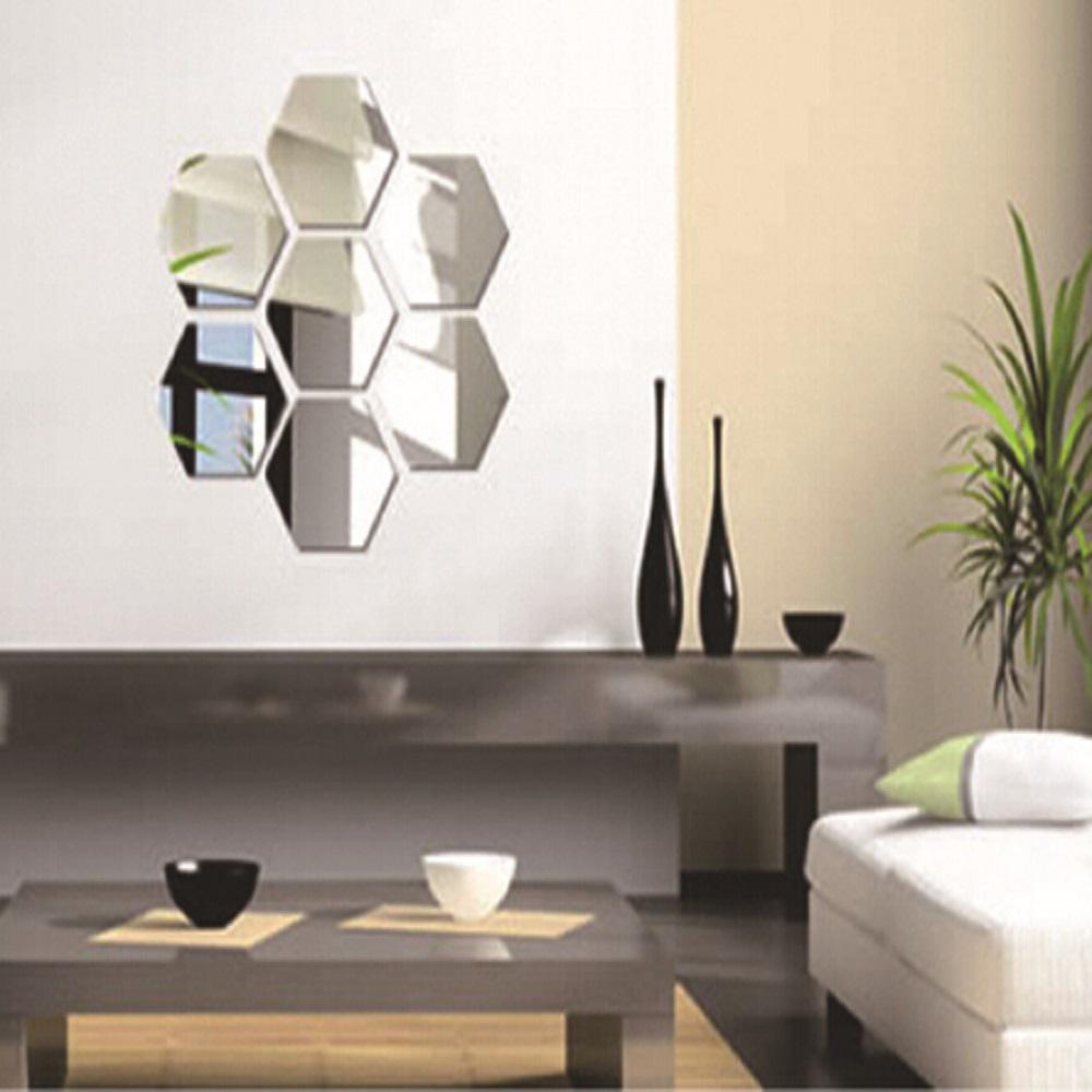 6/12Pcs Hot Art Safety Mirror Wall Sticker Mural Decals Home Decor Geometric Hexagon