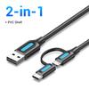 Vention 2-в-1 кабель USB Type C для Xiaomi Mi 9 3A Быстрая зарядка USB-кабель для Samsung Galaxy S10 S9 Plus Huawei Micro USB кабель