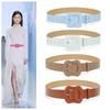 Women Wide Faux Leather Belt, Candy Color Irregular Gourd Pin Buckle Belt, Solid Color Decor Waist Belt for Jeans Dresses