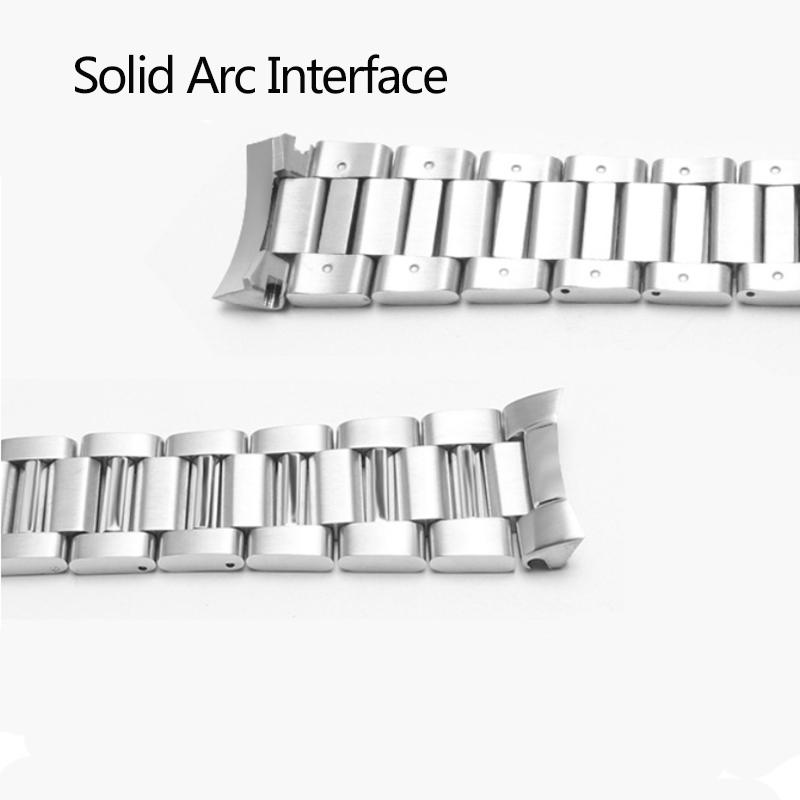 ONENew 22мм 24мм Сплошной браслет из нержавеющей стали Серебристый Черный Изогнутый конец для часов TAG heuer Cal-era Мужские ремешкиMN
