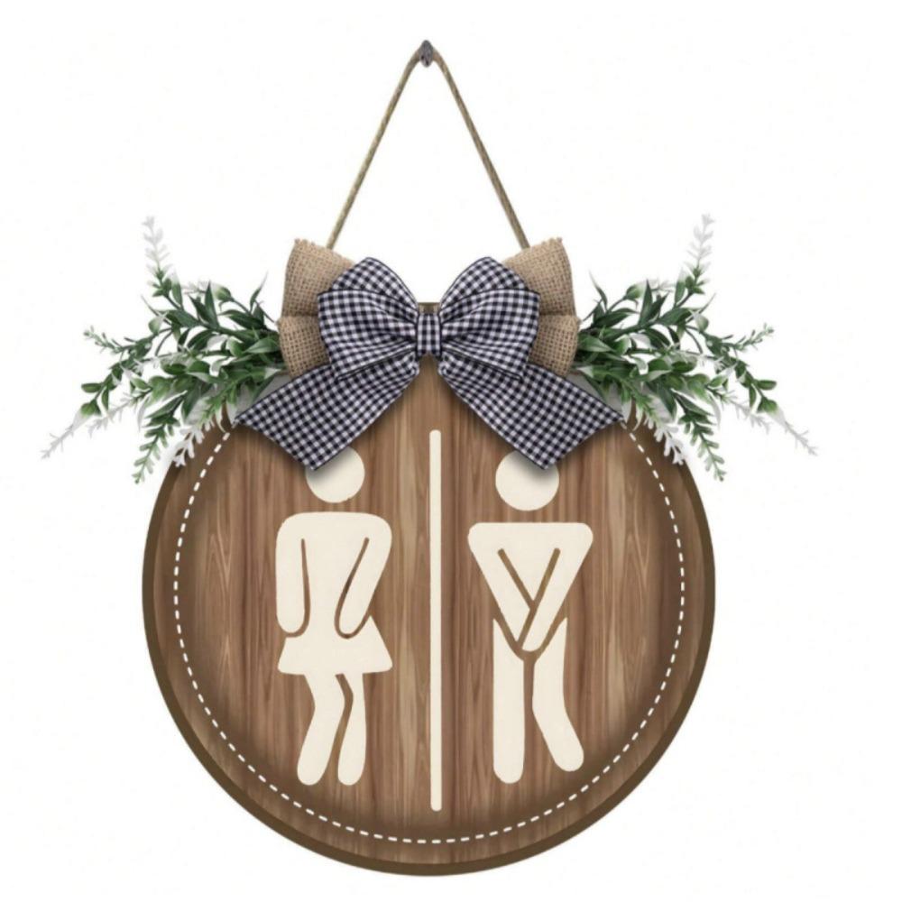 Wooden Bathroom Sign Plate Ornament Toilet Decorative Plate  Group Living Area