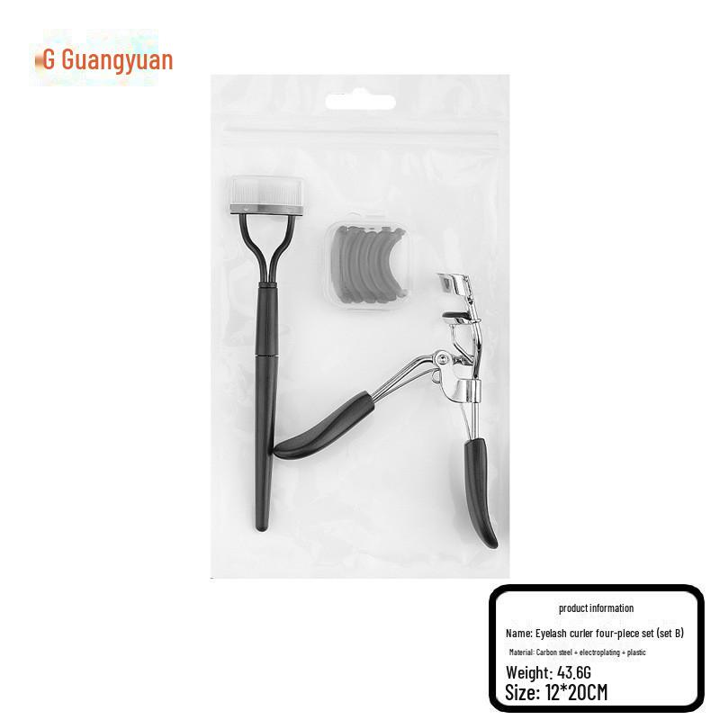 Щипцы для завивки ресниц с двухголовой складной расческой и набором из 4 предметов: В комплект входит многофункциональный косметический инструмент, щеточка для бровей, пинцет для накладных ресниц.