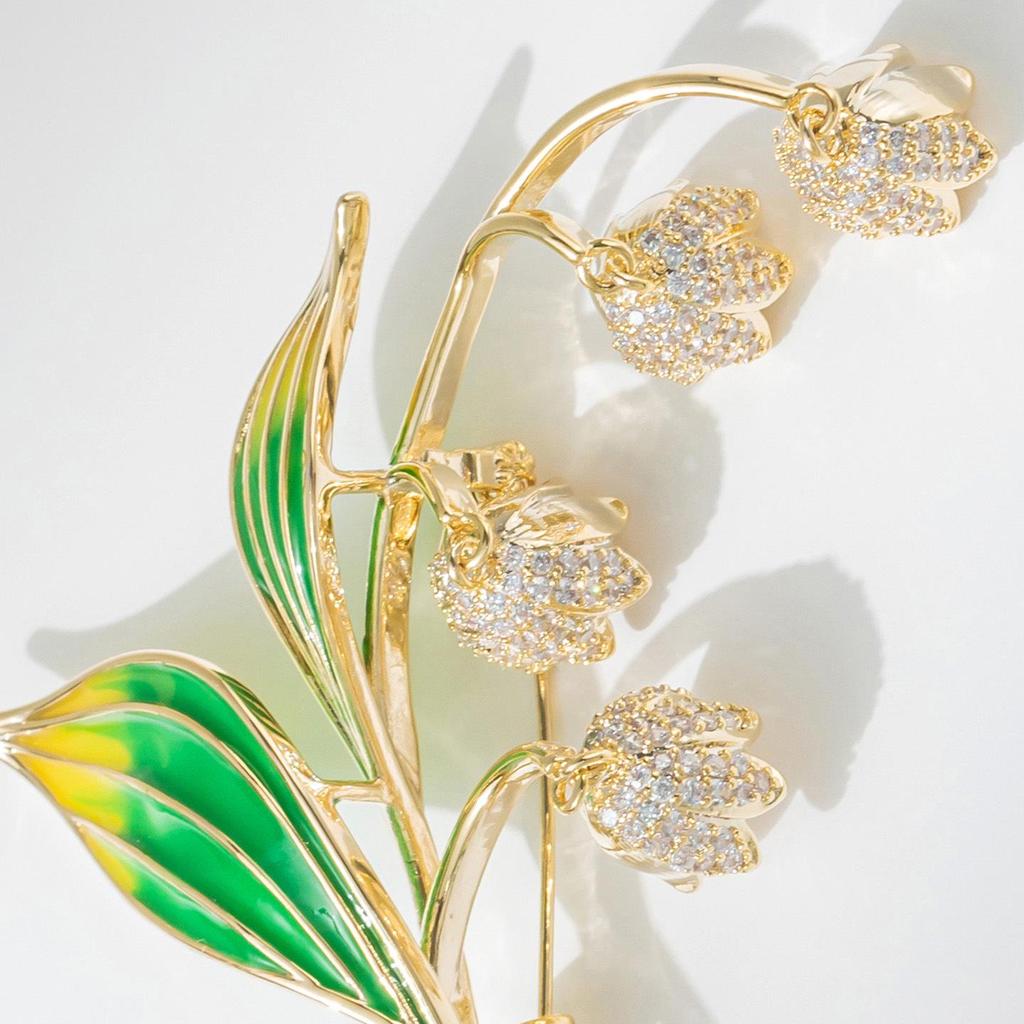 Серебряная брошь Ландыш в стиле Мори - Ретро Осенняя булавка для пальто Корсаж