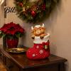 Festive Room Decorations Christmas Highland Cow Stocking Figurine, Xmas Tree Cattle Resin Desktop Decor Statue, Animal Sculpture for Holiday