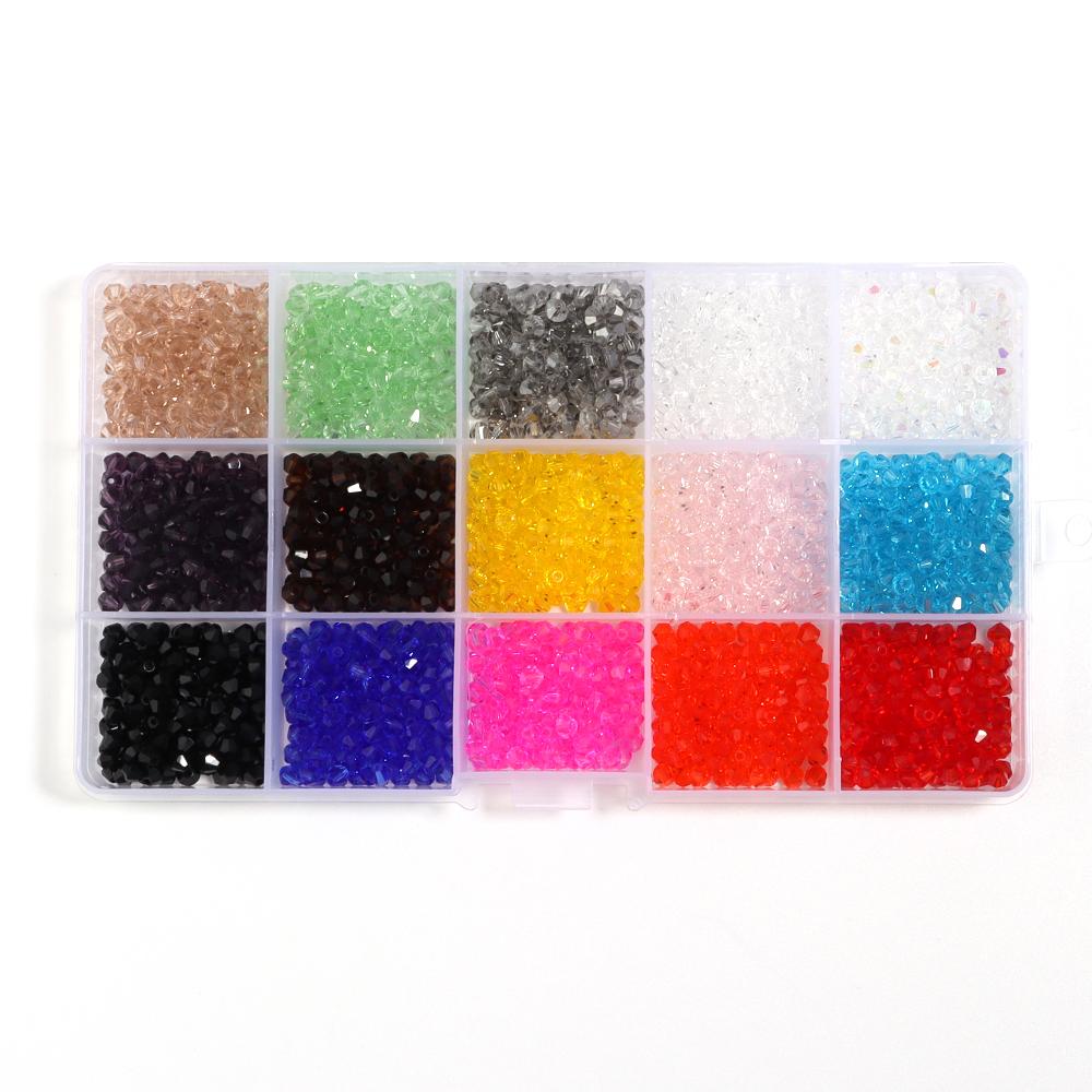 15/24Grids 4mm Multicolor Crystal Beads Bicone Shaped Faceted Loose Glass Beads For Jewelry Making Bracelet Necklace DIY Earring