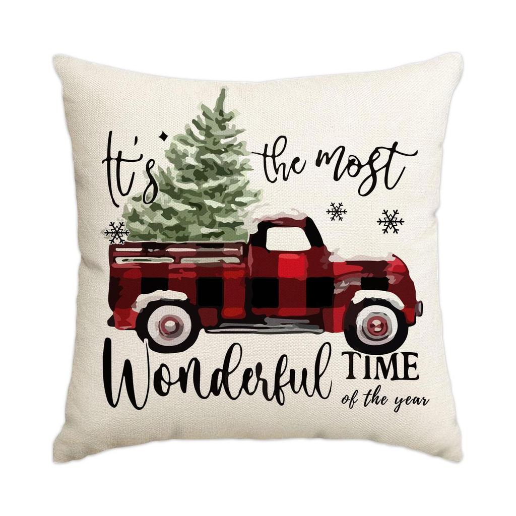 Горячая распродажа Рождественская наволочка из искусственного льна с принтом елки и снеговика - Праздничная декоративная наволочка для диванной подушки