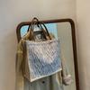 Large Capacity Versatile Retro Tote Bag Women'S Fashion Linen Commuter Shoulder Bag Fashion Portable Shopping Bag