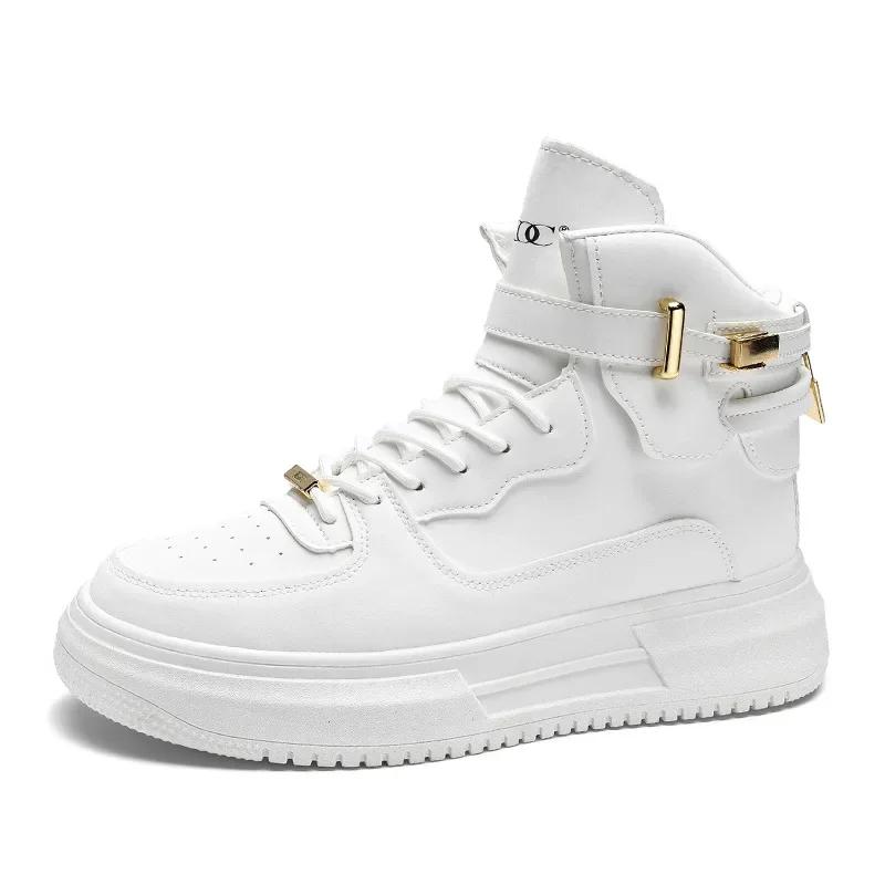 Мужские туфли с высоким кроем и высотой 2024 года, новый тренд, универсальные спортивные и развлекательные туфли для маленьких досок, кроссовки для бега на открытом воздухе