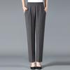 High Waist Plus Size Elastic Grandma Pants - Casual Loose Straight Leg for Middle-Aged & Elderly Women