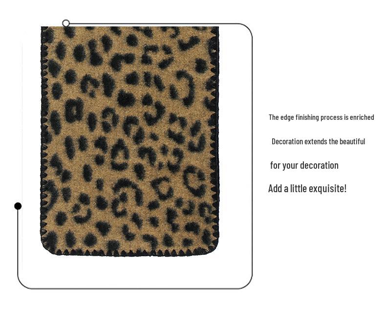 European & American Style Women's Leopard Print Double-Sided Scarf - Autumn/Winter Collection with Finished Edges