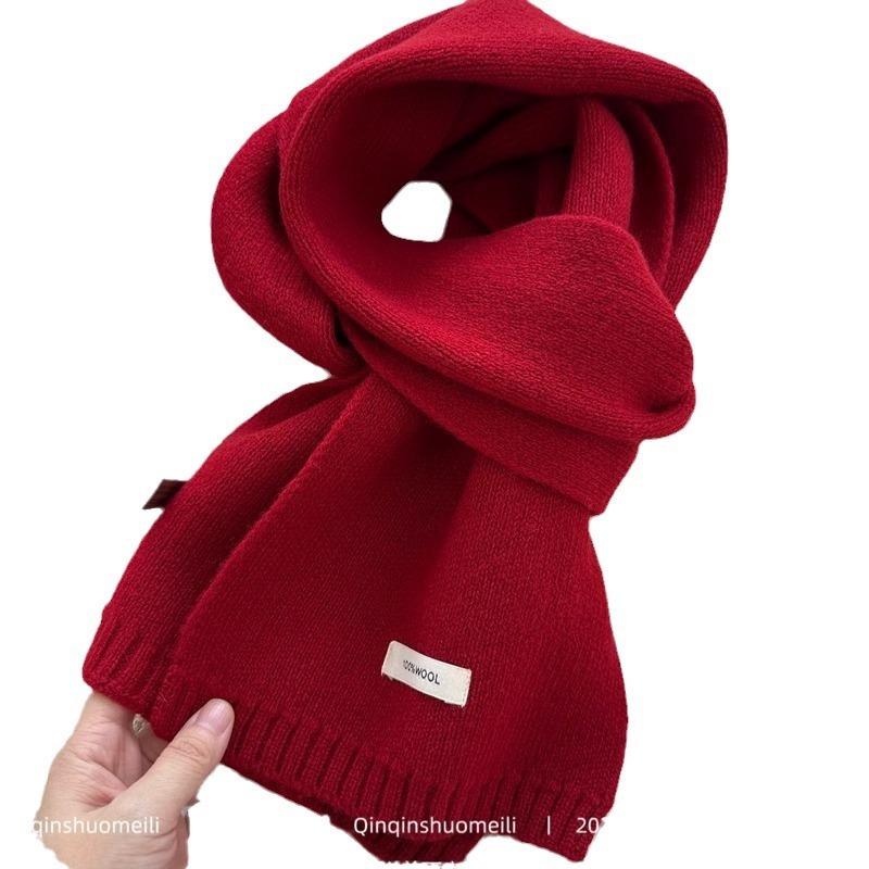 New Red Little Lucky Christmas Red Hat Pure Wool Scarf Gloves Cold-resistant Outdoor Warm Scarf