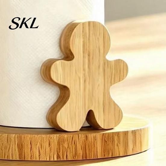 Handmade Wooden Holiday Gift Christmas Paper Towel Holder, Snowman And Tree Design, Rustic Decor for Dining Table Decorative Roll Holder Kitchen