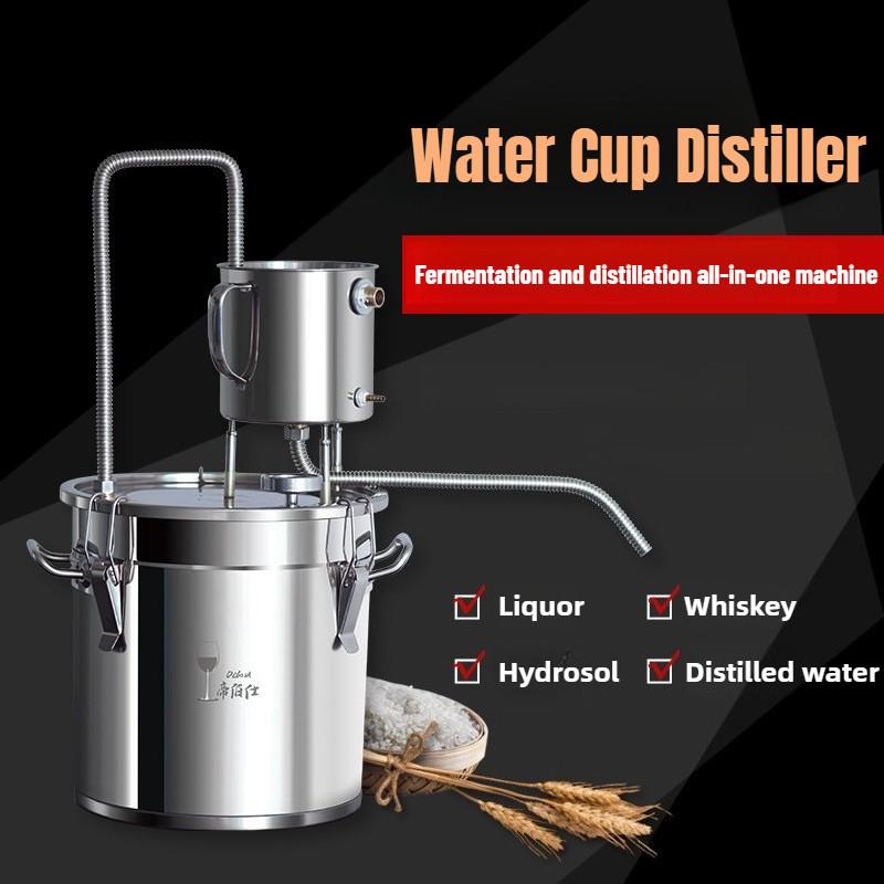 Stainless Steel Water Cup Distiller Household Alcohol Brandy Brewing Barrel Large Capacity DIY Pure Water Distillation Equipment