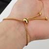 No Fade 3pcs Stainless Steel Gold Color Slider Bracelet Adjustable Chain with End Bead for Jewelry Making DIY Findings Component