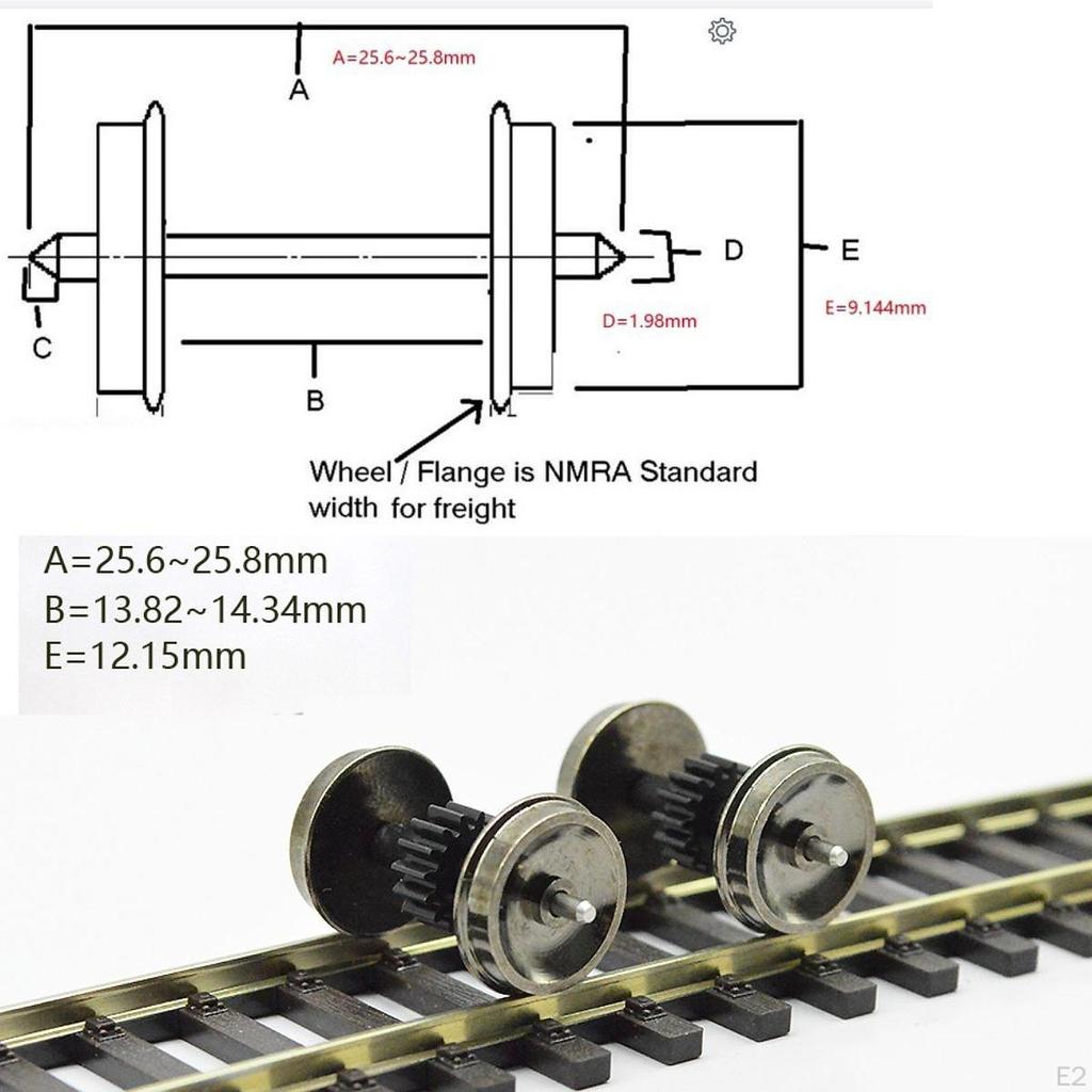 2 Pieces HO Scale Metal Wheels DC Wheel Set DIY Upgrade Accs Railway Parts for 1:87 Railroad Model