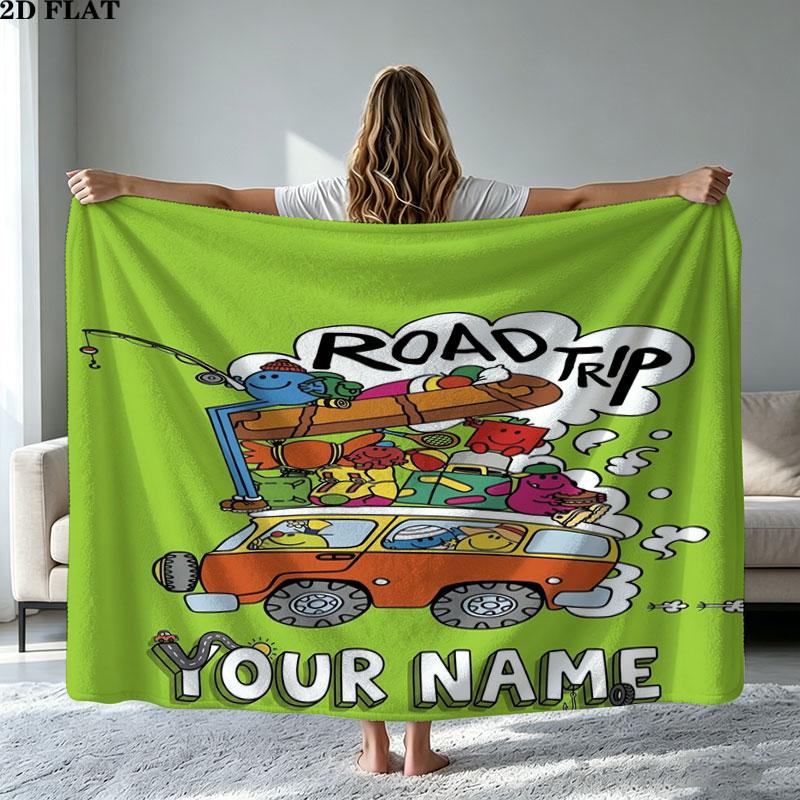 1PC Mr. Men Little Miss Custom Name Patterned Flannel Blanket Suitable For All Seasons for Home Decor Warmth and Comfort Gifts Holiday Present