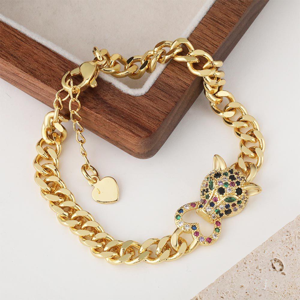 European and American New Leopard Head Love Pendant Bracelet Hip Hop Bracelet