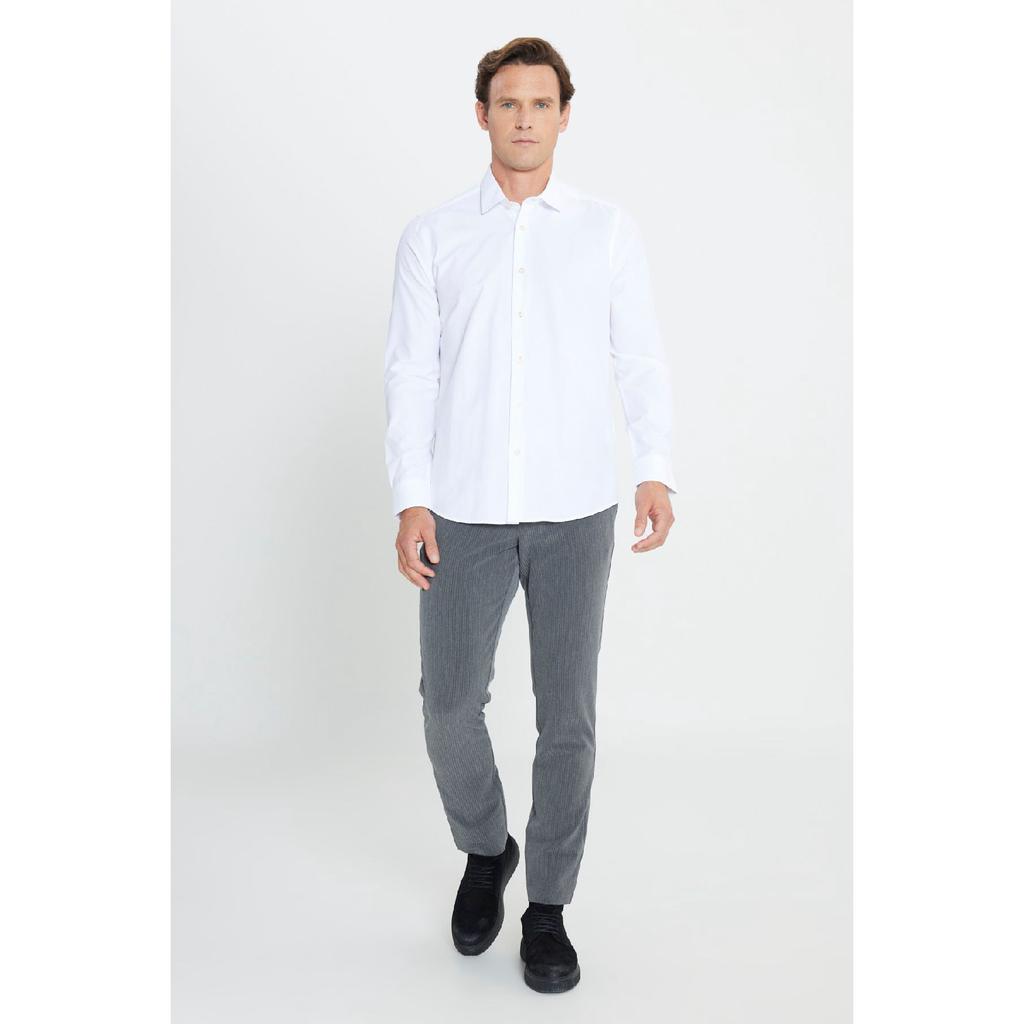 Men's White Easy-iron Slim Fit Slim Fit Classic Collar Cotton Shirt