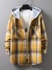 Весна и осень мужская повседневная рубашка с длинным рукавом в клетку с капюшоном мужская трендовая модная свободная рубашка куртка