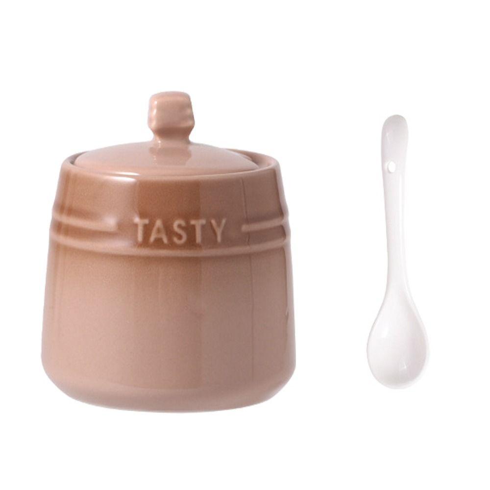 Керамическая банка для специй с градиентной расцветкой, ложка, кухонные емкости, современная сахарница, дом