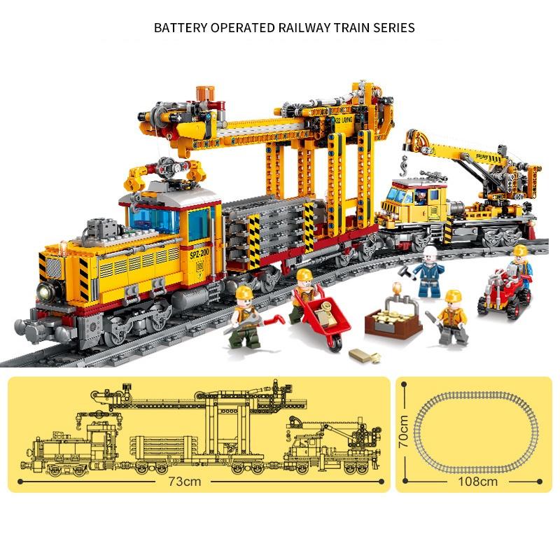1270 шт., городские MOC, технические электрические грузовые поезда, строительные блоки, аккумуляторные батареи, набор железных дорог, кирпичи, игрушки для детей