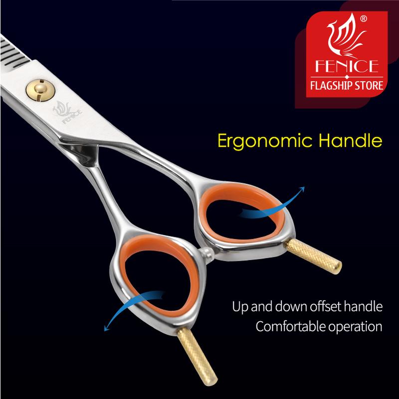 Fenice Professional 7.0 inch Pet Grooming Scissors Fluffy Traceless Dog Thinning Scissors Shears Thinning Rate 50%