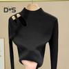 Ayollar Kuz Qish Top Qalin Trikotaj Yarim Baland Yoqa Uzun Qisma Slim Fit Bir Rangli Oʻyiqli Elastik Pullover Yumshoq Iliq Bir Oʻlcham Ayollar Sviteri