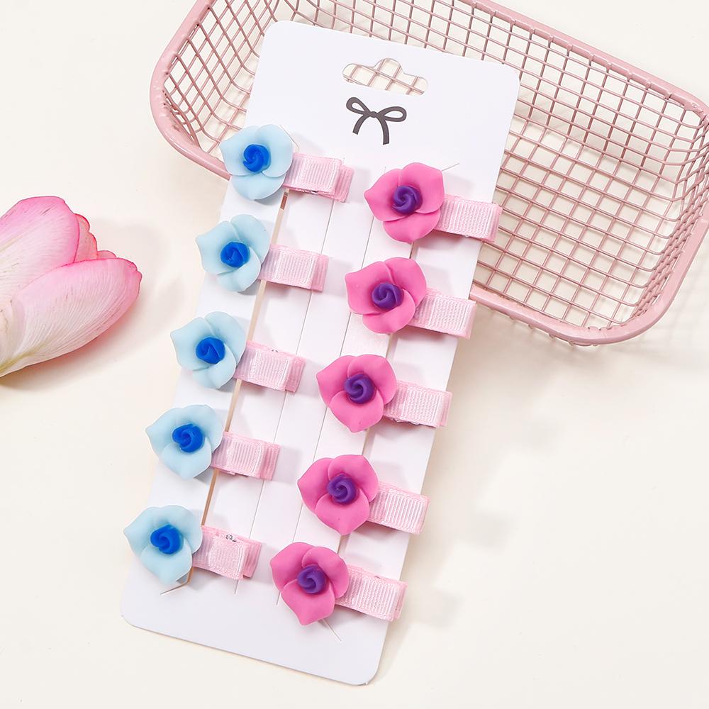 10Pcs New Solid Camellia Hairpins Hair Clips for Kids Fashion Headdress Princess Fairy Hairpin Fashion Baby Accessories