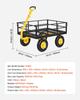 Steel Garden Cart, 544 kg Heavy Duty Pullable Garden Wagon Yard Cart, 2 in 1 Outdoor Metal Utility Wagon Yard Trailer with 330 mm All Terrain Tires,