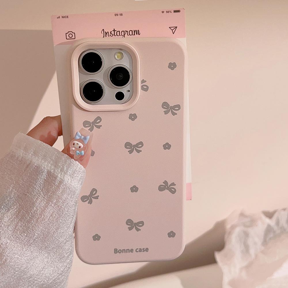 Bow Flowers Iphone15pro Max Silicone Soft Phone Case Apple 14 Suitable for 16 Anti Fall 13
