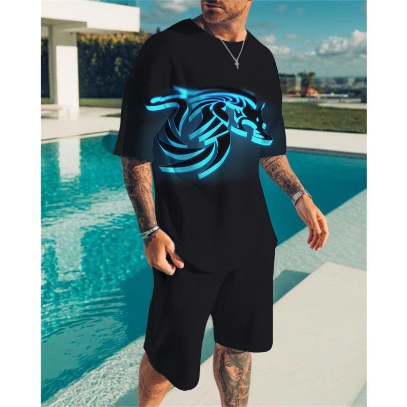 Летний цветной вихрь 3D принт футболки шорты комплекты мужские спортивные костюмы свободный короткий рукав футболка брюки комплект мужские костюмы одежда