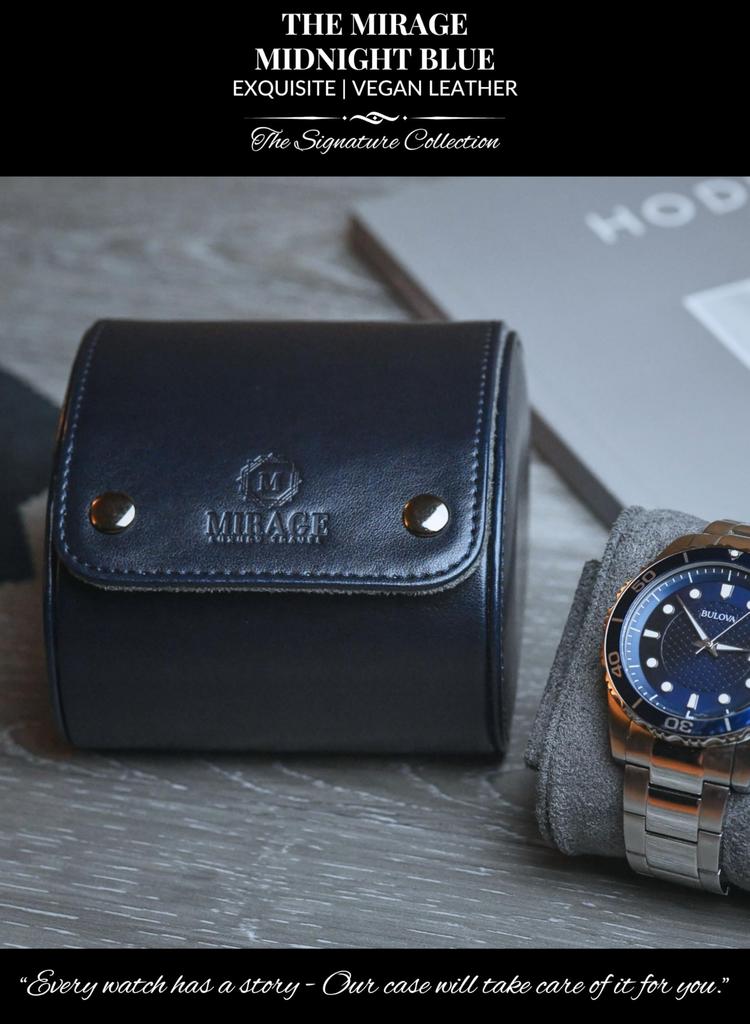 M Mirage Luxury Travel Одинарный кейс для часов Дорожный кейс для часов Коробка Кейс для демонстрации часов Дизайн со швейцарским мотивом Полуночный синий - - - -