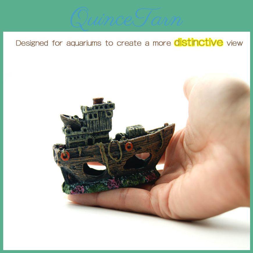 Aquarium Aquarium Landscaping Decoration Decor Mini Shipwreck Crafts Ornaments Resin Boat Shape Fish Tank Decoration Accessories