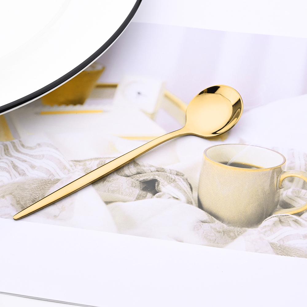 4pcs Gold Dinnerware Set Stainless Steel Tableware Set Knife Fork Spoon Flatware Set Dishwasher Safe Silverware Cutlery Set