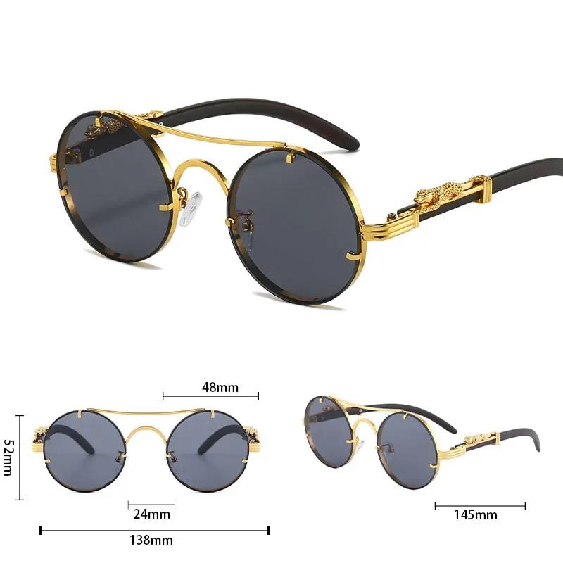 Vintage Steampunk Style Metal Sunglasses for Men with Cheetah Legs Luxury Brand UV400 Eye Protection Sunglasses Shades