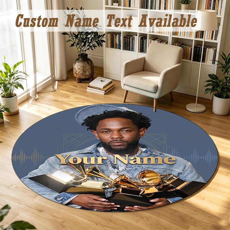 Round Rug Custom NameKendrick Lamar Pattern Non Slip Carpet Home Floor Decor