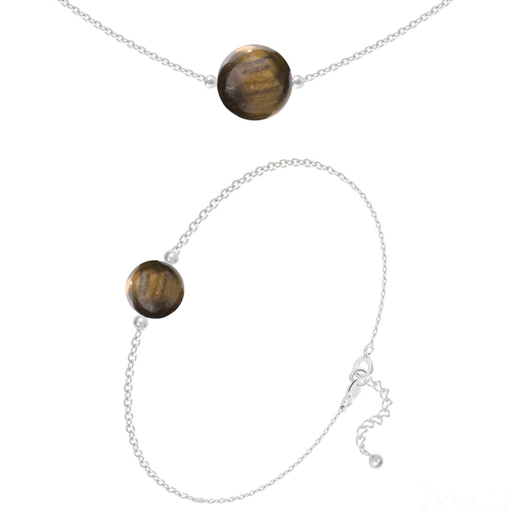 Les Trésors De Lily [R5986] - Handcrafted Silver Set 'Mineralia' Silver Moonstone - 10 and 8 Mm (necklace & Bracelet)