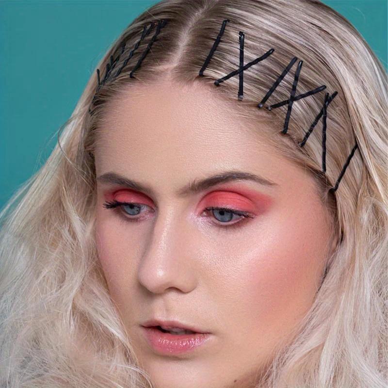 100 шт. Черные маленькие зажимы для волос Стальные шпильки с невидимой фиксацией, 5 см, Одноразовые, Идеально подходят для свадебного и повседневного использования, Свадебные аксессуары для волос