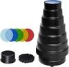 SOONPHO Конический снут с сотовой решеткой Большой Сплав Алюминия Сверхпрочный Набор Гелевых Фильтров 5 Цветов Фотография Фонарик Студийный Стробоскоп с Креплением Bowens