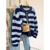 Striped Sweater Jacket Women Wear In Autumn and Winter New Lazy Wind Small Top Knitted Cardigan