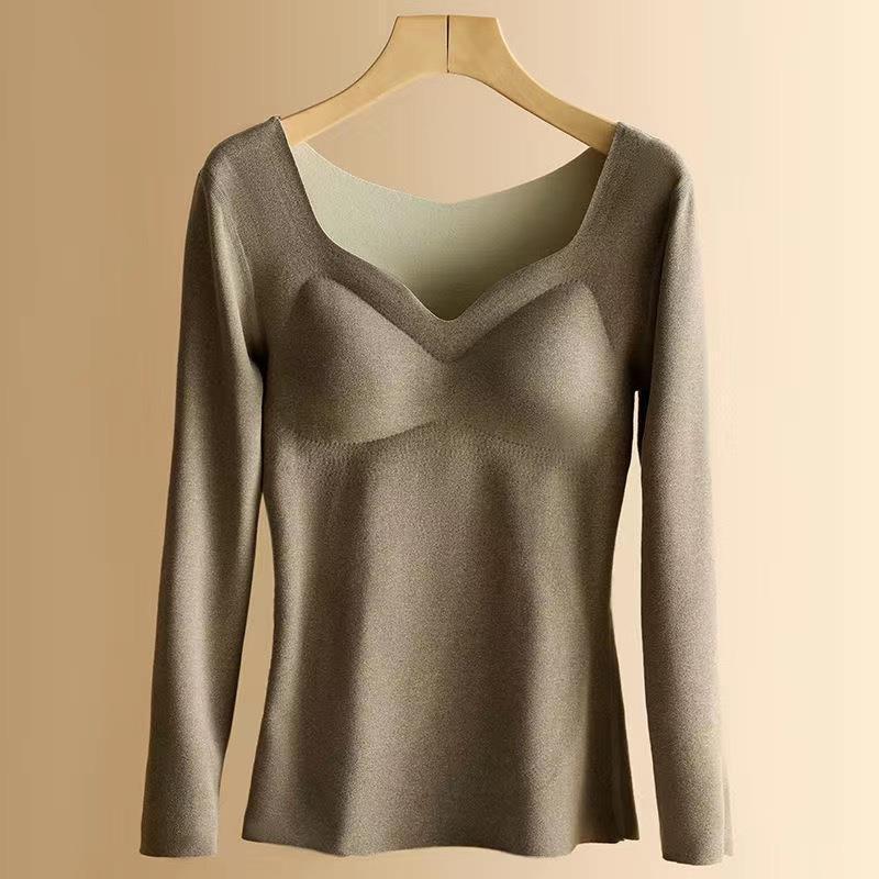 Женская термопижама из бархата с длинными рукавами и встроенной нагрудной подкладкой