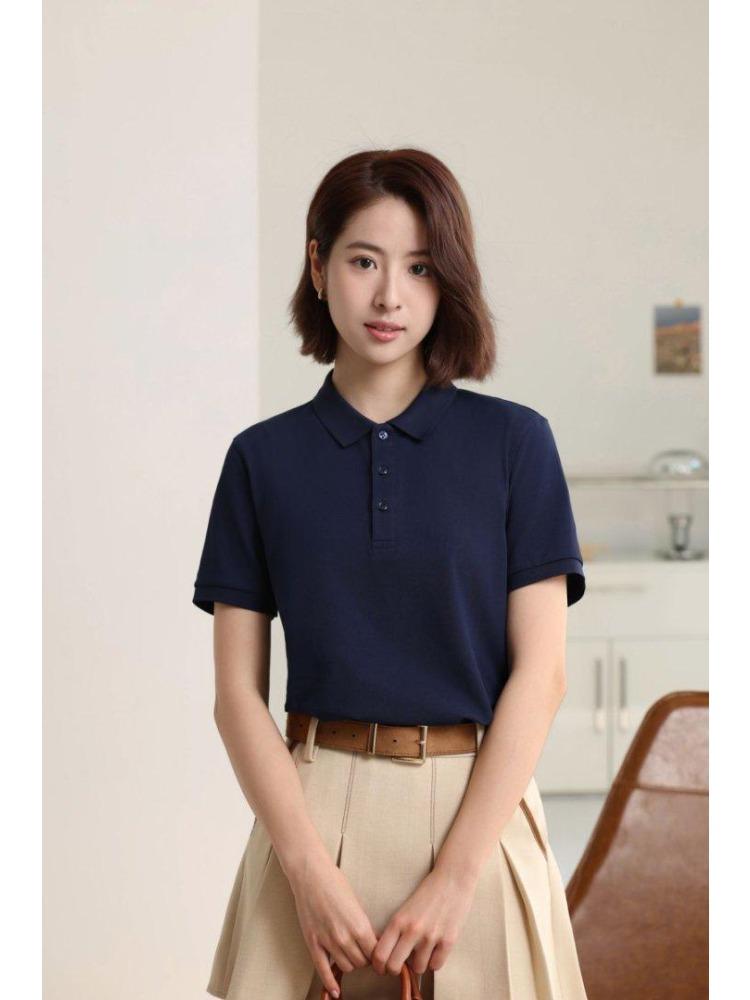 Летняя мужская и женская футболка с коротким рукавом и лацканом, однотонная, YG-688