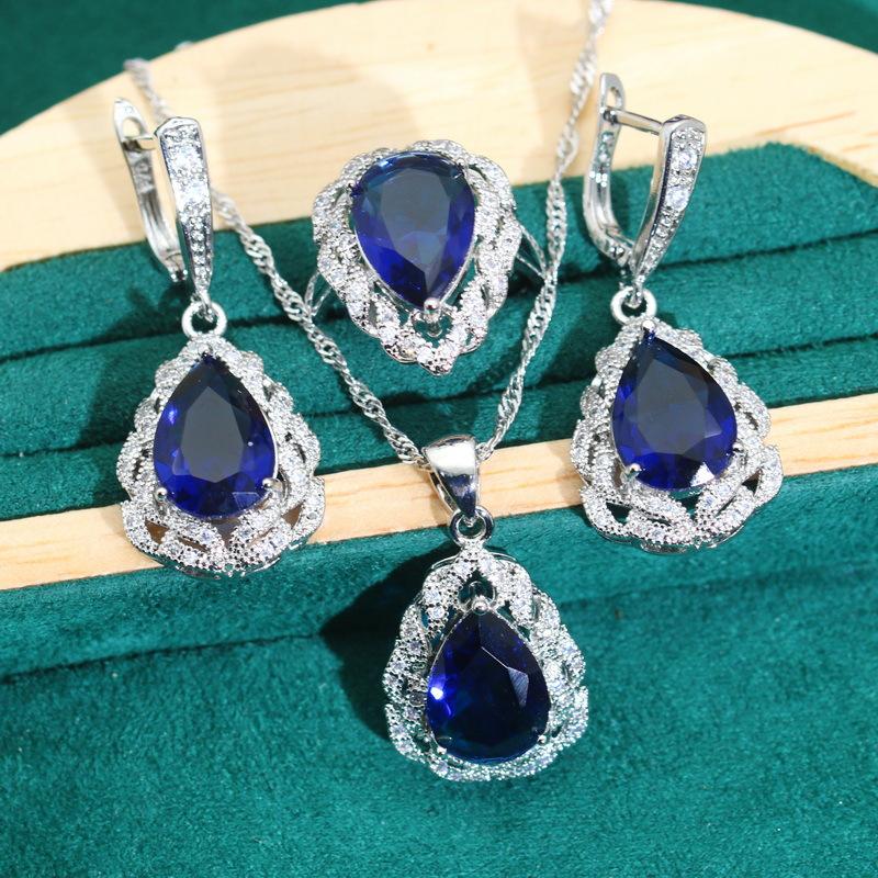 Water Drop Jewelry Europe and The United States Hot Anti-allergy Zircon Necklace Earring Jewelry Set