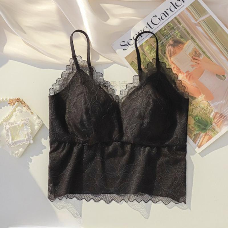 Сексуальные кружевные беспроводные бюстгальтеры для женщин, бесшовное нижнее белье, женский цельный тонкий топ-майка, элегантные топы-ками без рукавов, женские