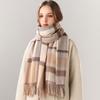 Coffee Checked Scarf Wool Scarf Women's Cashmere Shawl Winter Warm Scarf Gift