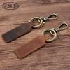 Handmade Genuine Leather Vintage Cowhide Bronze Car Keychain - Creative Small Gift