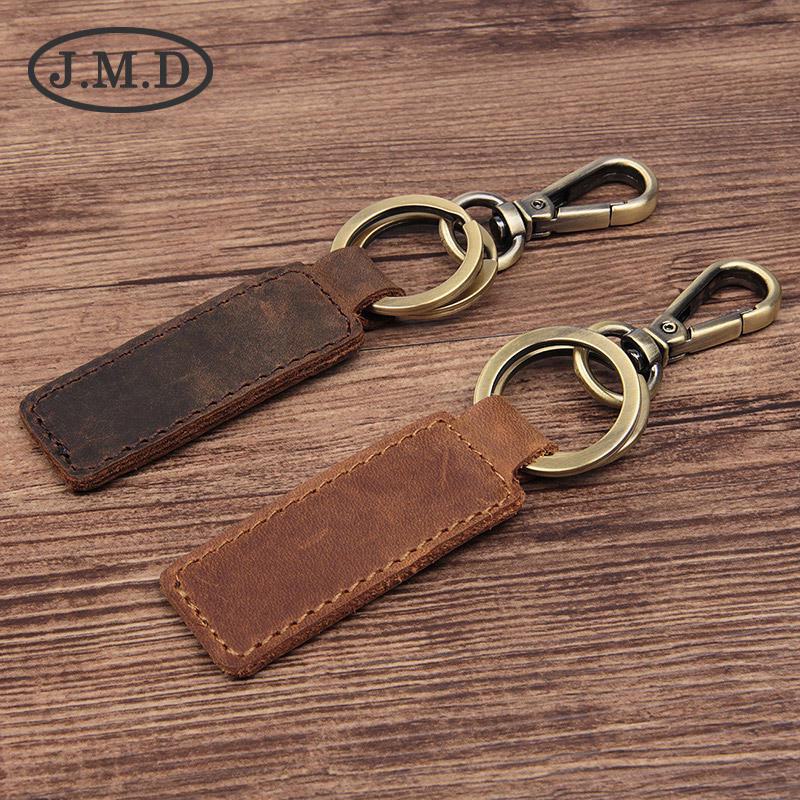 Handmade Genuine Leather Vintage Cowhide Bronze Car Keychain - Creative Small Gift